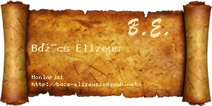 Bács Elizeus névjegykártya